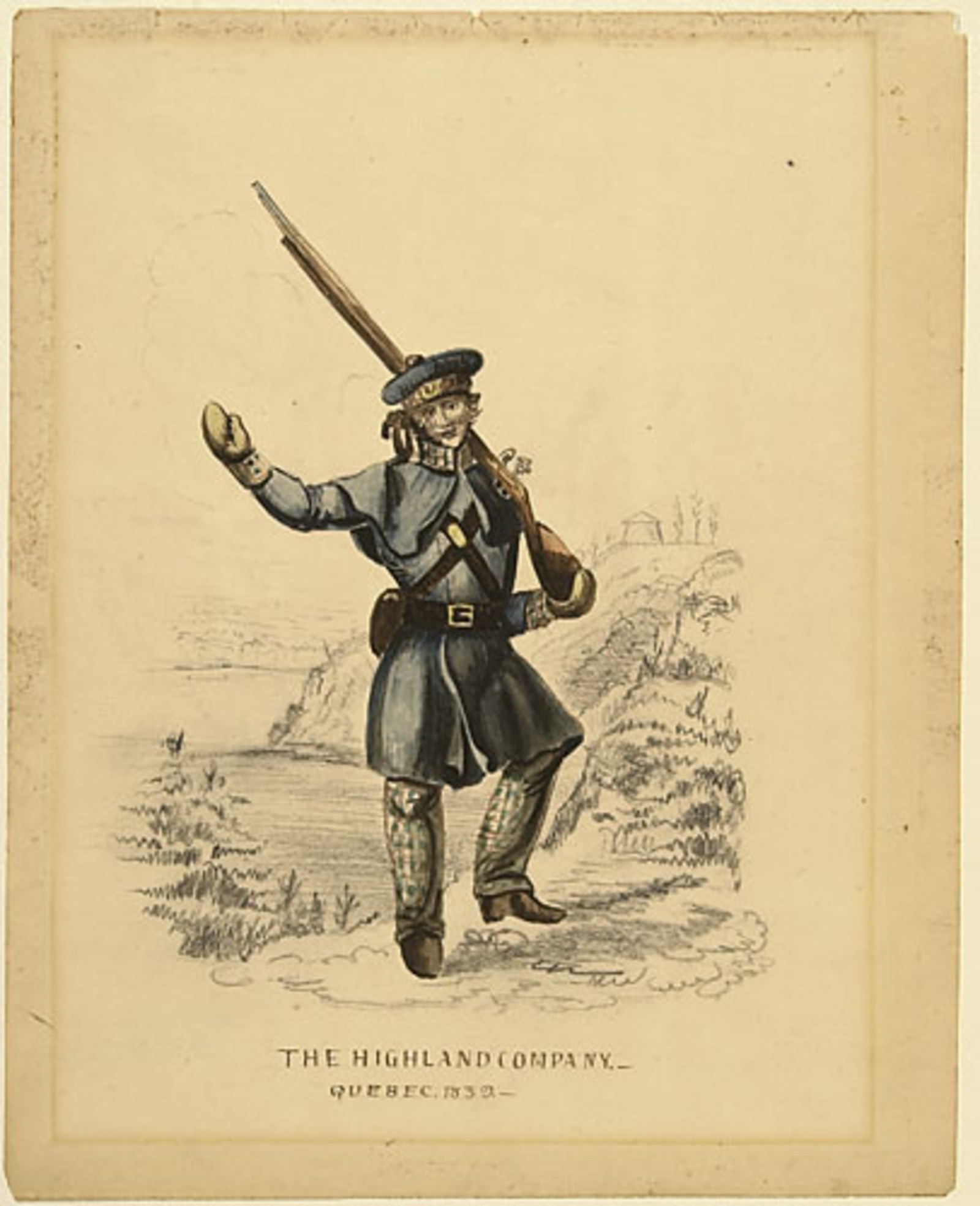La Compagnie des Highlands de Québec. Copie de la gravure publiée dans