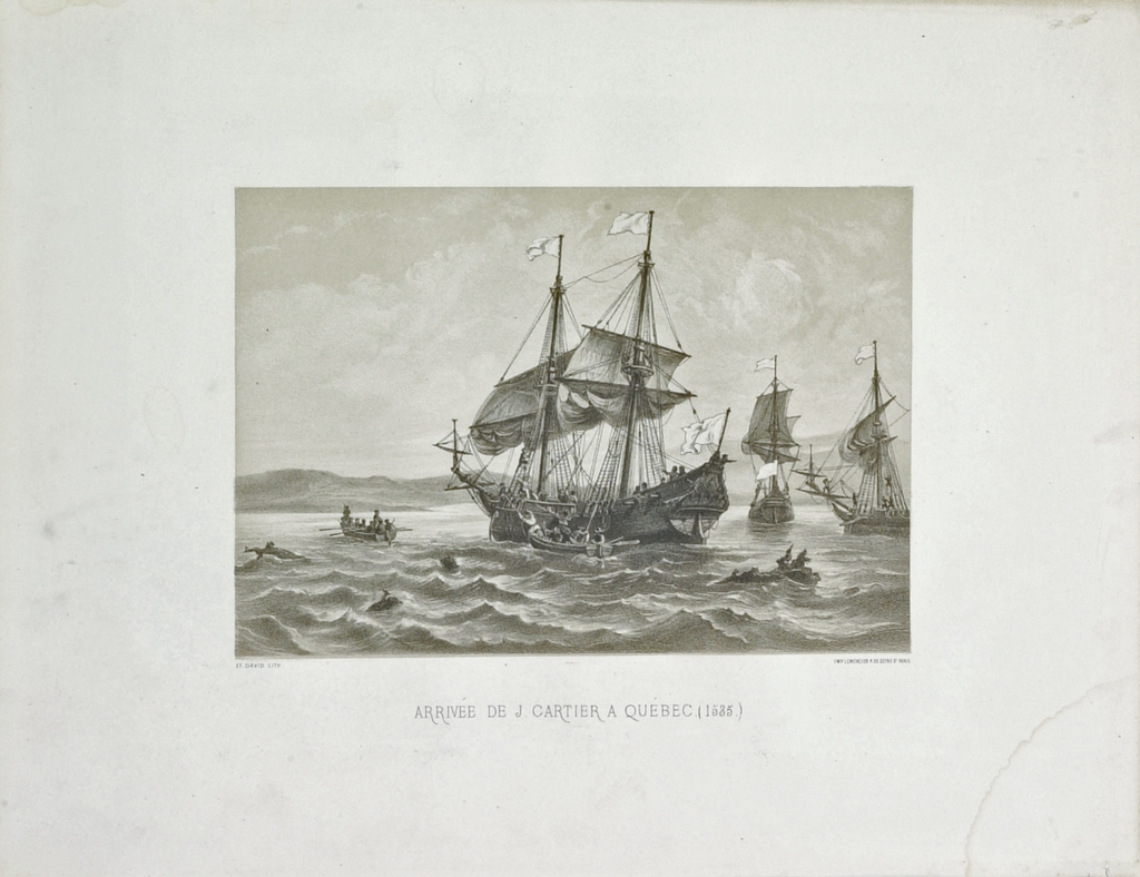 Arrivée de Jacques Cartier à Québec, 1535, de l'album Canada. Dessins historiques