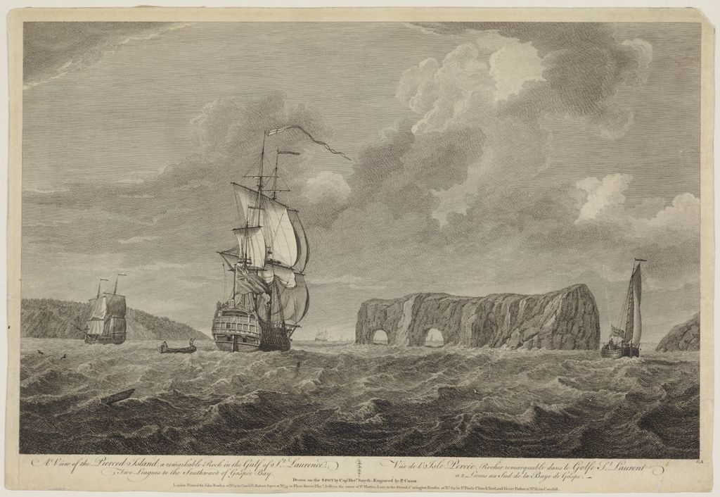 Vue de l'île Percée, rocher remarquable dans le golfe Saint-Laurent, à deux lieues au sud de la baie de Gaspé