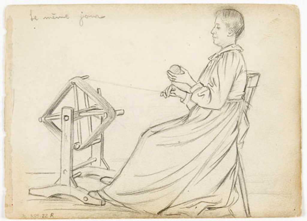 Femme de SaintNarcisse assise au dévidoir, le 14 août 1908