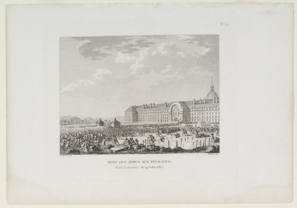 Prise des armes aux Invalides dans la matinée du 14 juillet 1789. Quatorzième tableau du recueil des Tableaux historiques de la Révolution française (1791-1817)