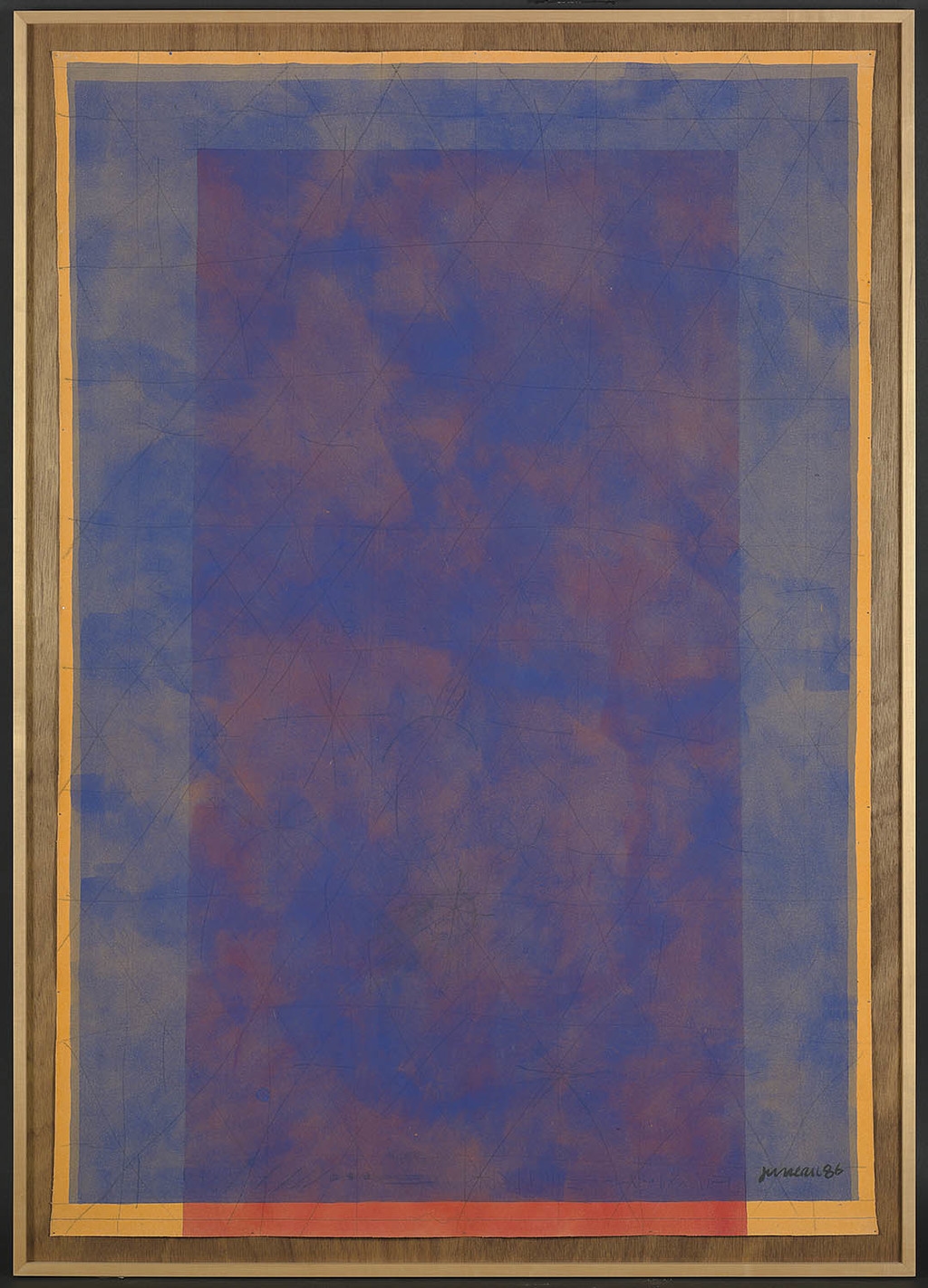 Bleu sur orange
