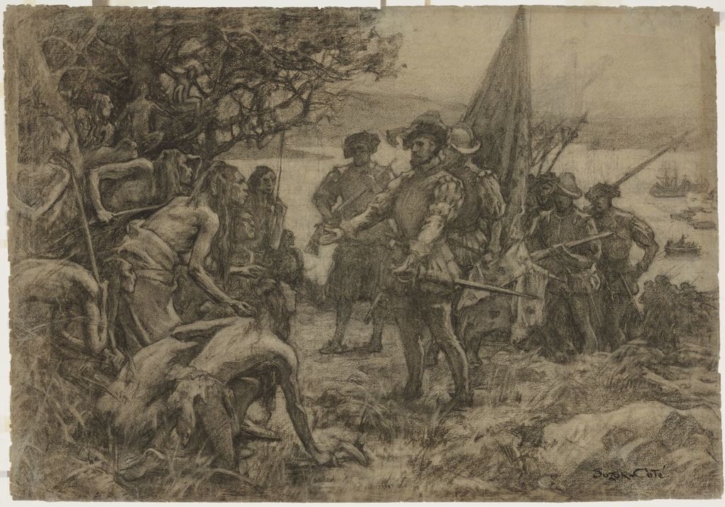 Étude pour « Jacques Cartier rencontre les Indiens à Stadaconé, 1535 »