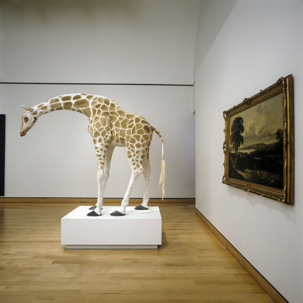 Modèle de la « Girafe nubienne » avec paysage. D'après Jacques-Laurent Agasse, 1827