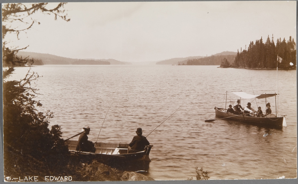 Scène de pêche et promenade en chaloupe au lac Édouard