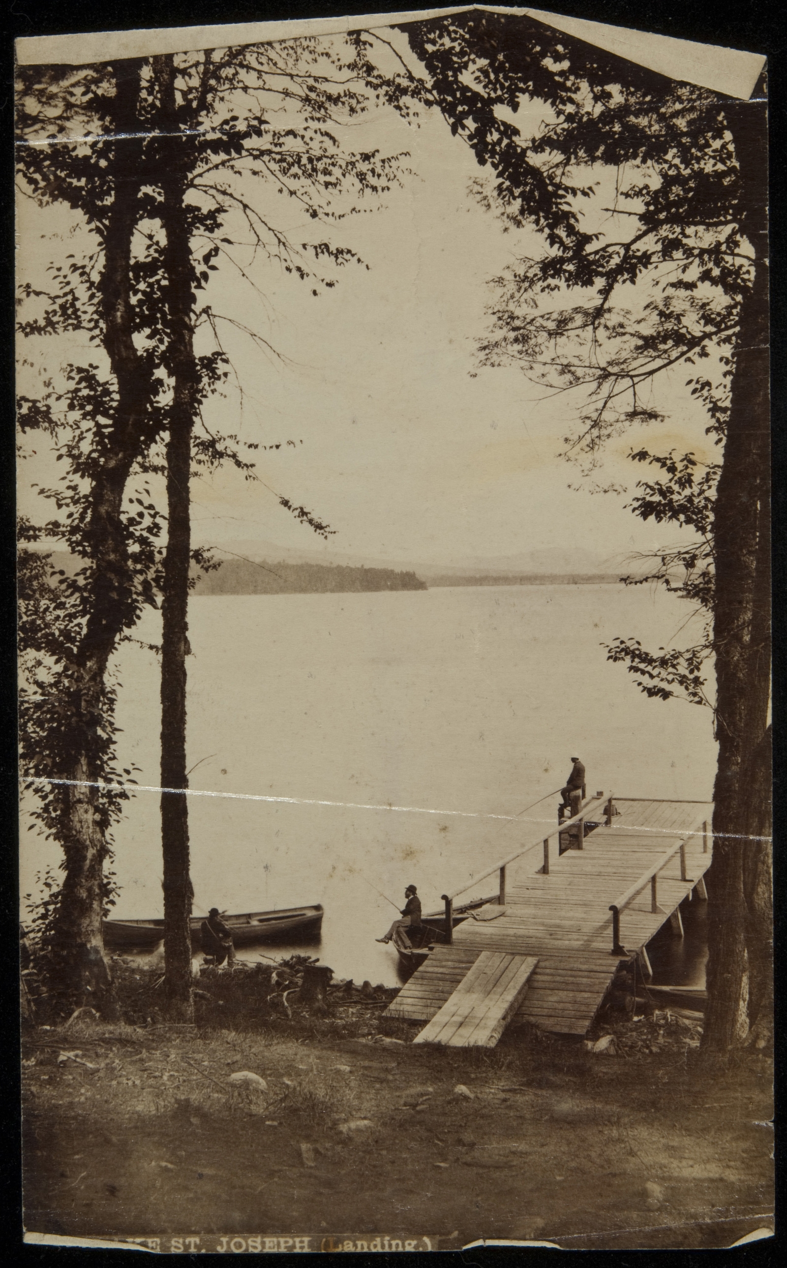 Scène de pêche au quai du lac SaintJoseph Livernois, JulesErnest