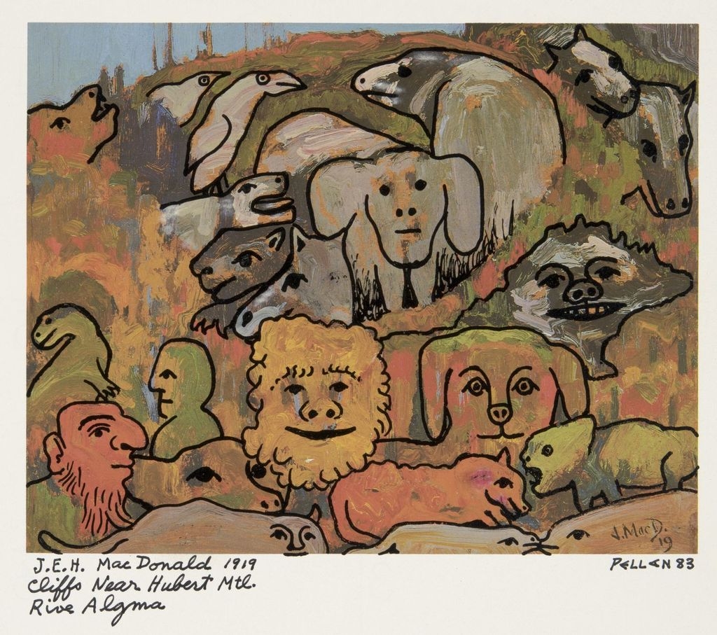 Bestiaire d'après « Cliffs near Hubert, Montreal River, Algoma » de J.E.H. McDonald